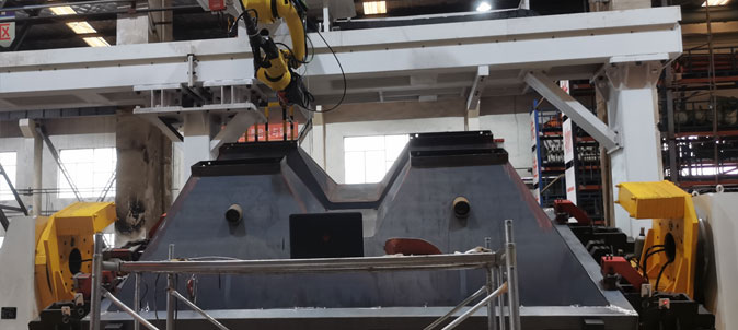 英萊焊縫跟蹤系統(tǒng)，應(yīng)用于配料倉料斗自動化焊接！